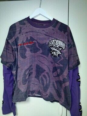 Men's Purple Layered Graphic Long-Sleeve Top - Patch